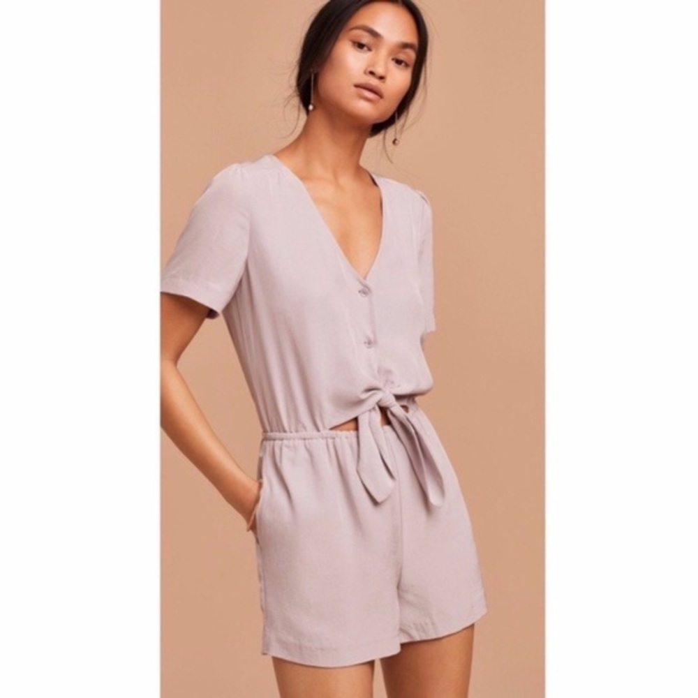 Aritzia Wilfred Lilac Tie Front Romper